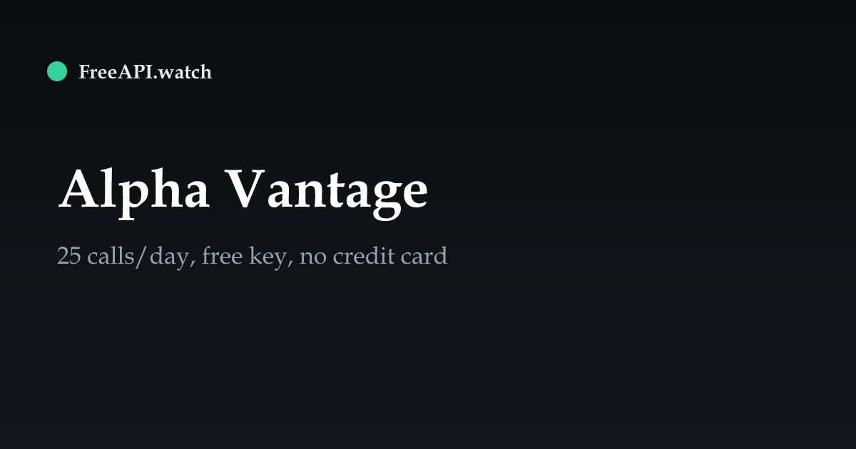 Alpha Vantage — Status & Free Tier | FreeAPI.watch